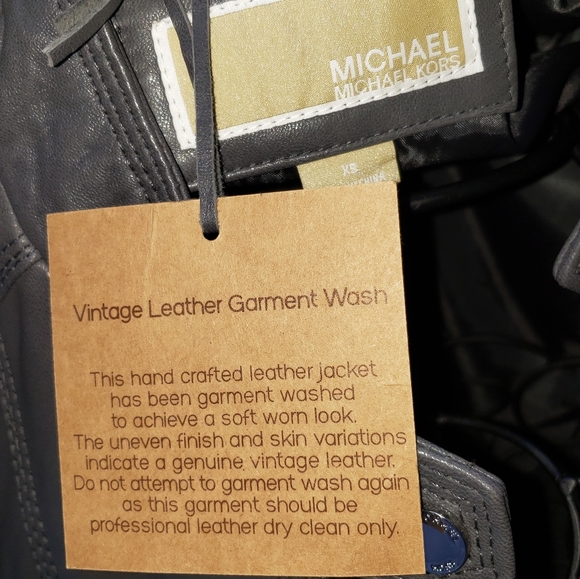 Michael Kors Putty Gray Leather Moto Jacket XS New - Picture 6 of 6